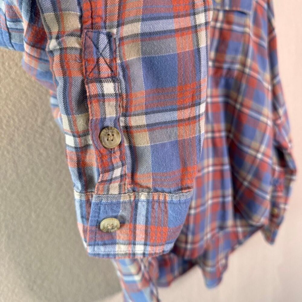 NWT American Eagle Popover Plaid Shirt Womens Medium Relaxed Oversized Blue - Picture 4 of 9